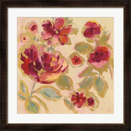 Framed Gilded Loose Floral I Print