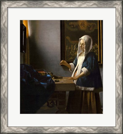 Framed Woman Holding a Balance, 1664 Print