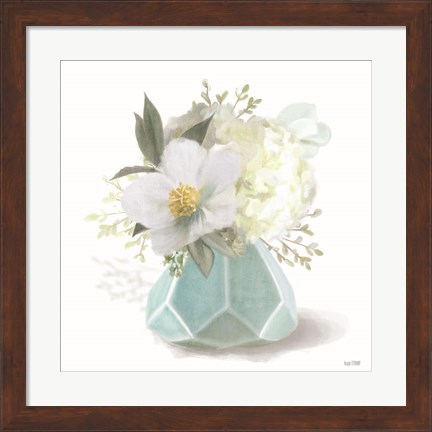 Framed Posies in Blue Print