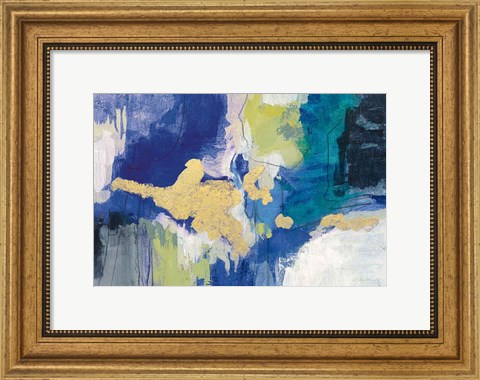 Framed Sparkle Abstract III Blue Crop Print