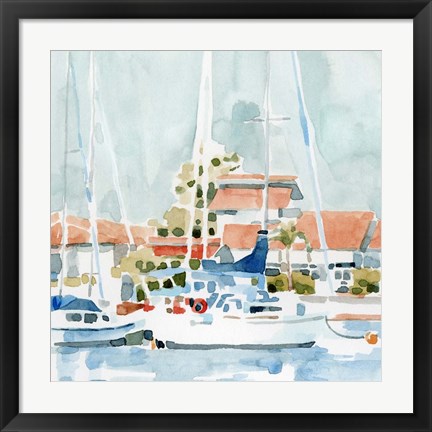 Framed Beach Town Summer I Print