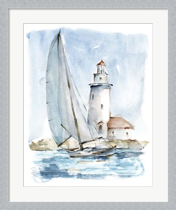 Framed Sailing into the Harbor I Print