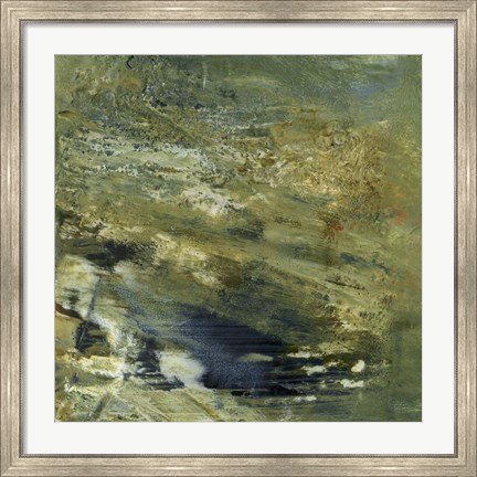 Framed Encaustic Tile in Green VI Print