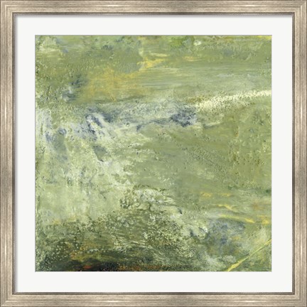 Framed Encaustic Tile in Green VII Print