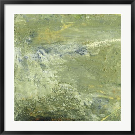 Framed Encaustic Tile in Green VII Print