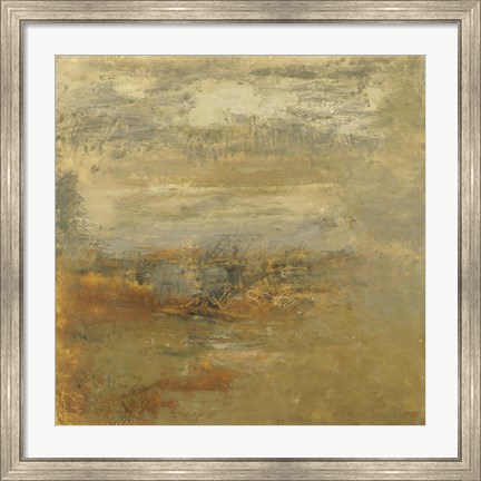 Framed Encaustic Tile in Orange I Print