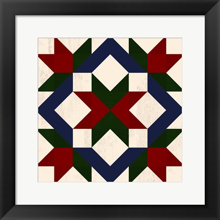 Framed Christmas Barn Quilt I Print