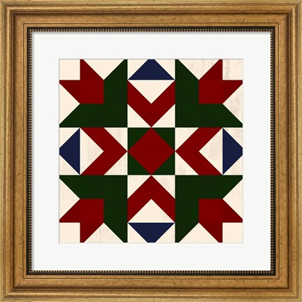 Framed Christmas Barn Quilt III Print