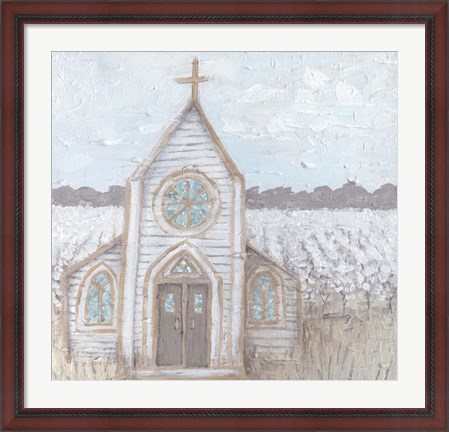 Framed Farm Sketch Church Print