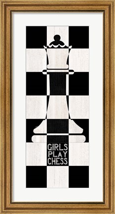 Framed Chessboard Sentiment Vertical III-Girls Print