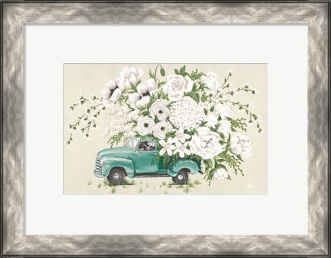 Framed White Floral Truck Print