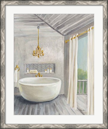 Framed Attic Bathroom II Gray Print