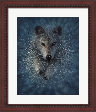 Framed Running Wolf Print