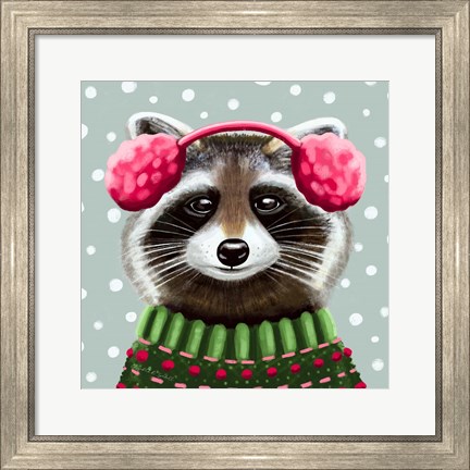 Framed Cute Raccoon Print