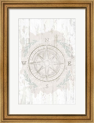 Framed Calming Coastal Compass Print