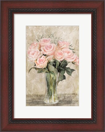 Framed Pink Rose Vase Print