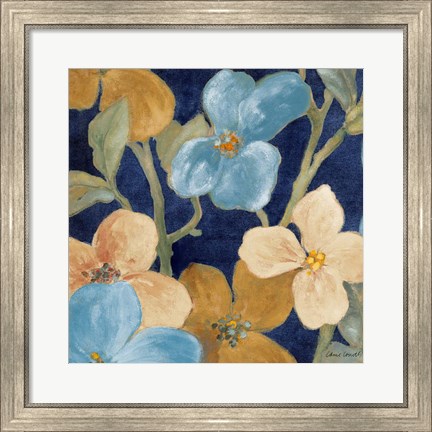 Framed Blue Garden Party I Print