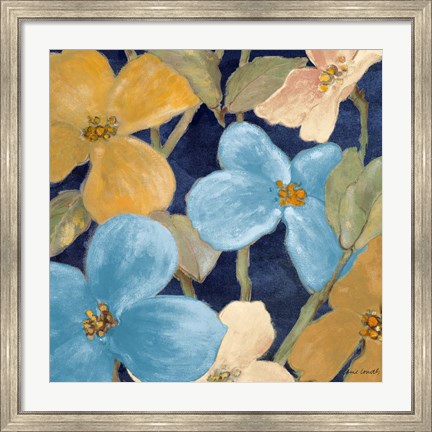 Framed Blue Garden Party II Print