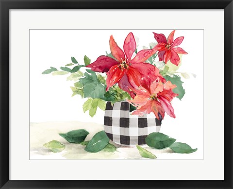 Framed Poinsettia in Buffalo Plaid Pot Print