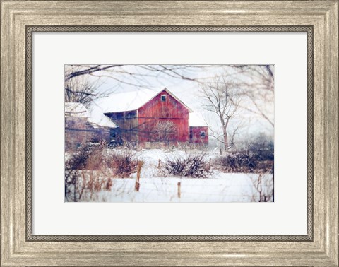 Framed Winter Barn Print