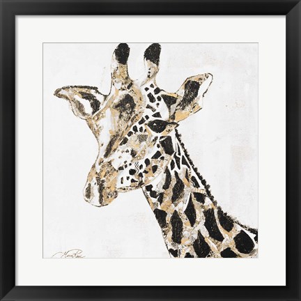 Framed Speckled Gold Giraffe Print