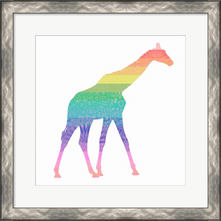 Framed Rainbow Giraffe Print