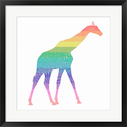 Framed Rainbow Giraffe Print