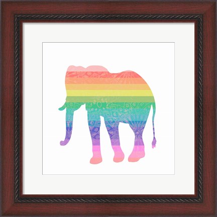 Framed Rainbow Elephant Print