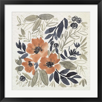 Framed Sienna &amp; Paynes Flowers II Print