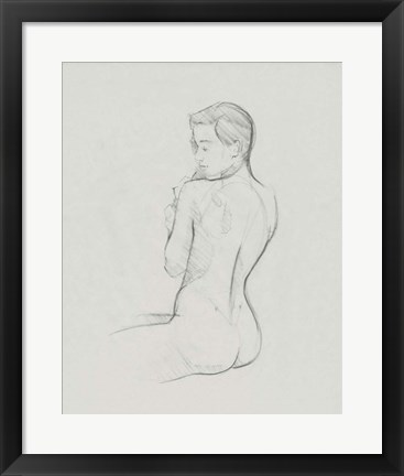 Framed Female Back Sketch I Print