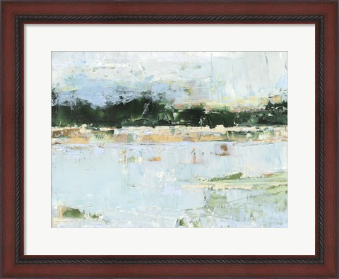 Framed Treelined Waterfront I Print