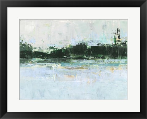 Framed Treelined Waterfront II Print