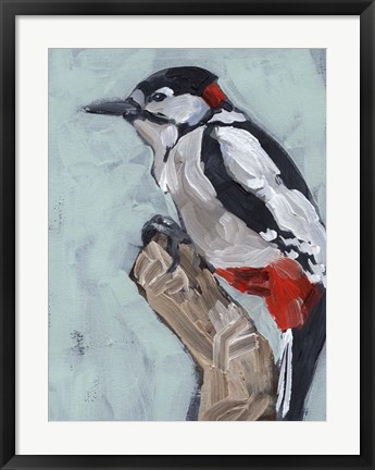 Framed Woodpecker Paintstrokes I Print