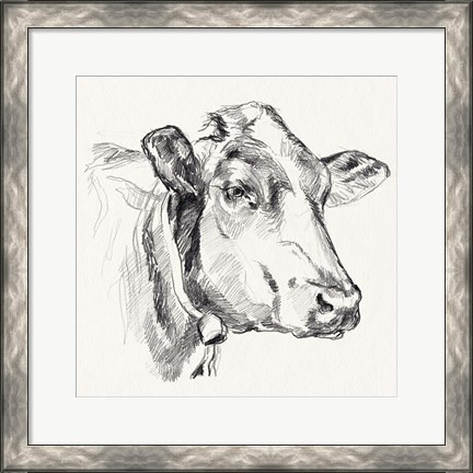 Framed Holstein Portrait Sketch I Print