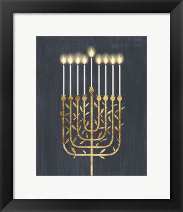 Framed Golden Hanukkah I Print