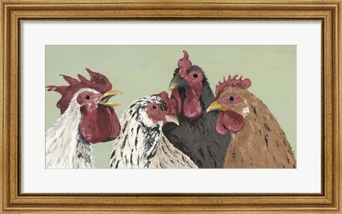 Framed Four Roosters Print