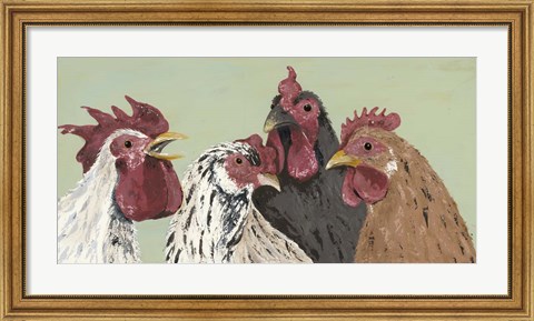 Framed Four Roosters Print