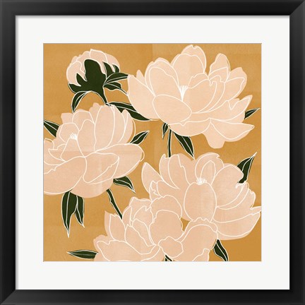 Framed Modern Peonies I Print