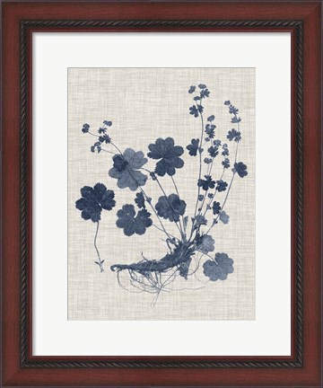 Framed Navy &amp; Linen Leaves I Print