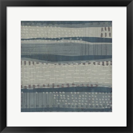 Framed Blue Dusk Textile I Print