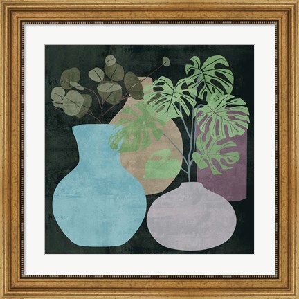 Framed Decorative Vases I Print