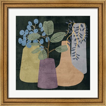 Framed Decorative Vases III Print