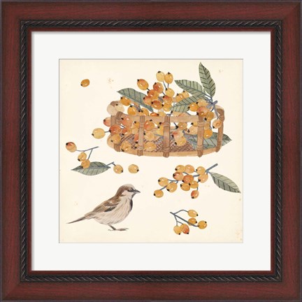 Framed Basket with Fruit III Print