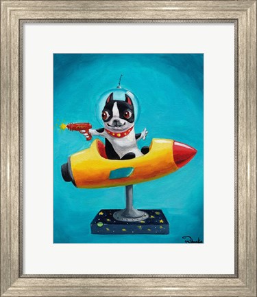 Framed Rocket Blue Print