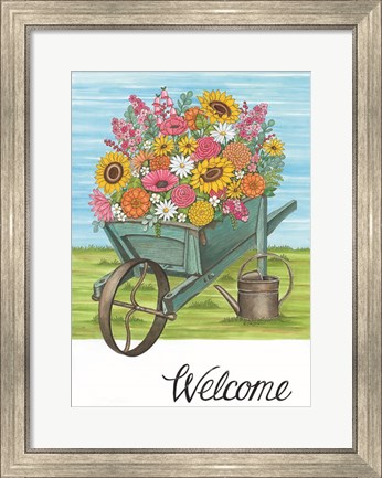 Framed Welcome Wheelbarrow Print