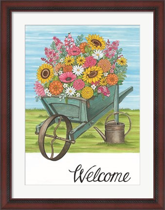 Framed Welcome Wheelbarrow Print