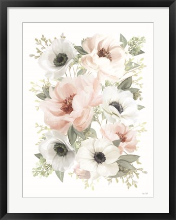 Framed Peony Floral Block Print