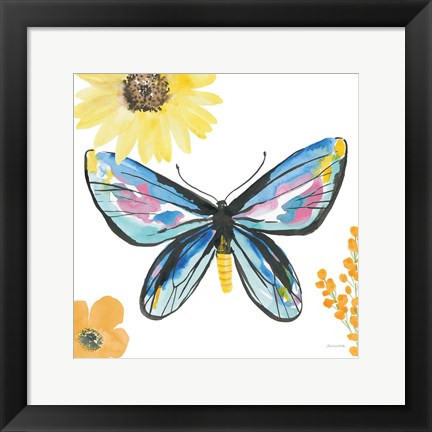 Framed Beautiful Butterfly III Blue No Words Print