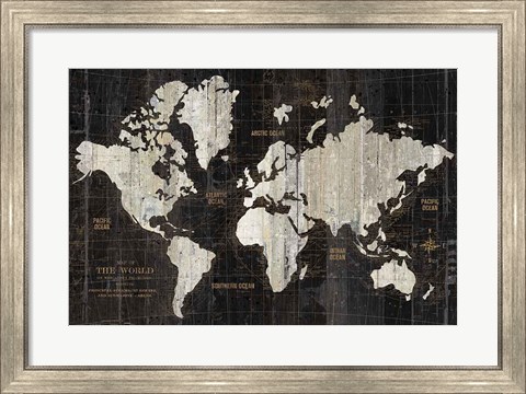 Framed Old World Map Black Print