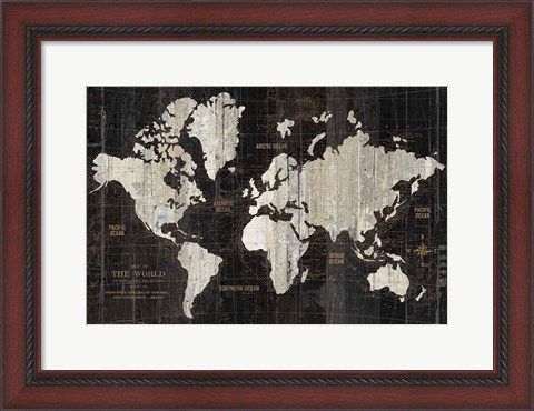 Framed Old World Map Black Print